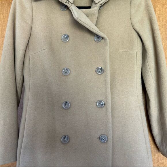 J. Crew Wool Cashmere Double Breasted Car Coat Mandarin Collar Tan Size 2 Petite - Picture 4 of 16